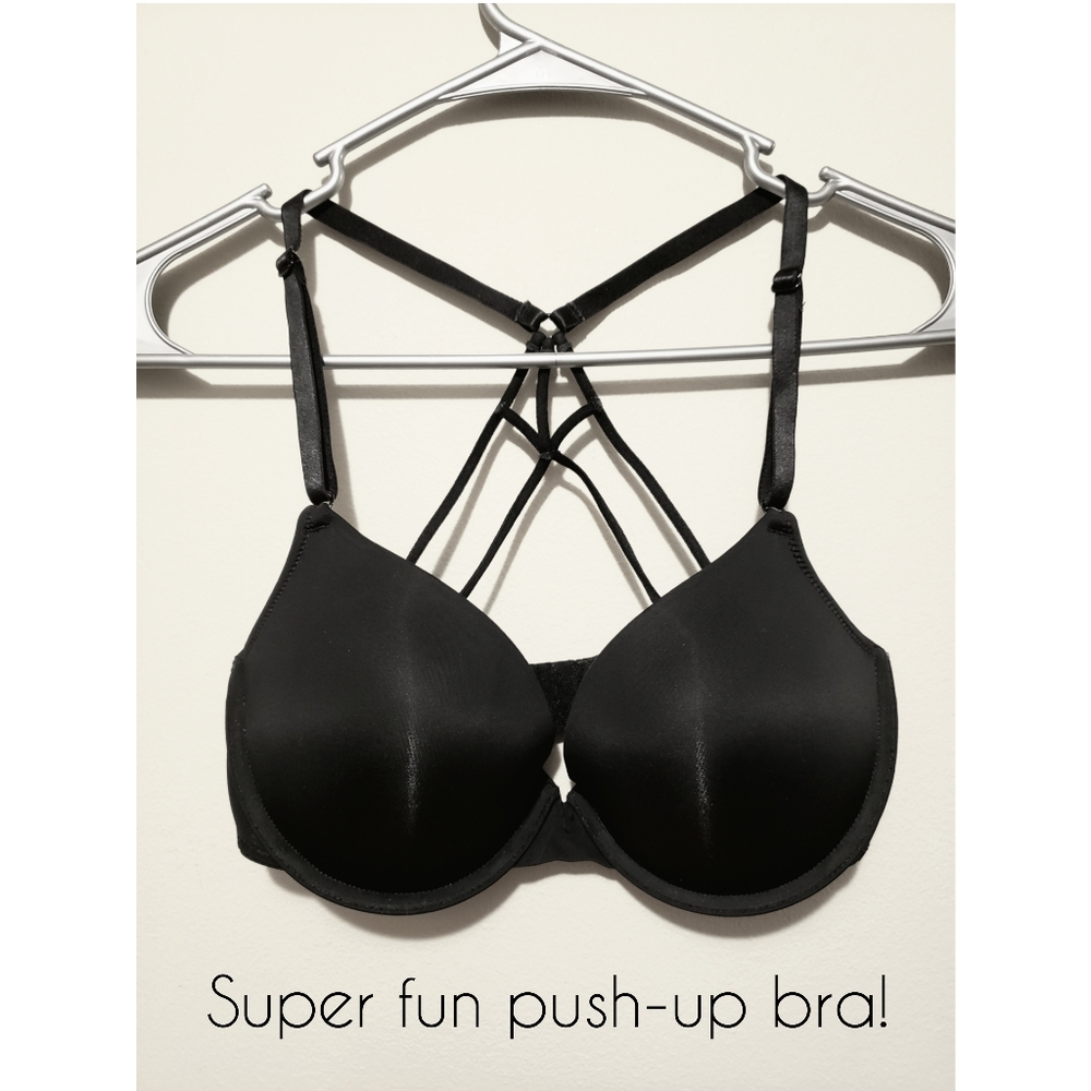 Black Cross-back Push-up Bra